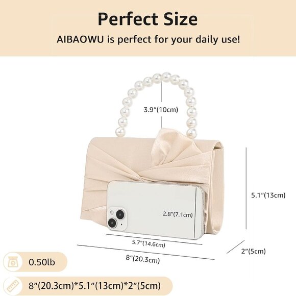 Fashionable Pearl-Handled Clutch Bag - Ideal 8x9 Accessory for Special Occasions - Picture 5 of 7